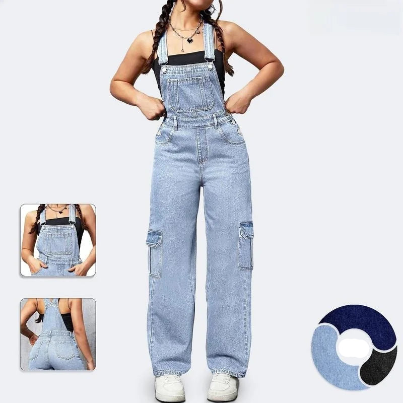 Macacão Feminino Jeans Cargo Rivatra