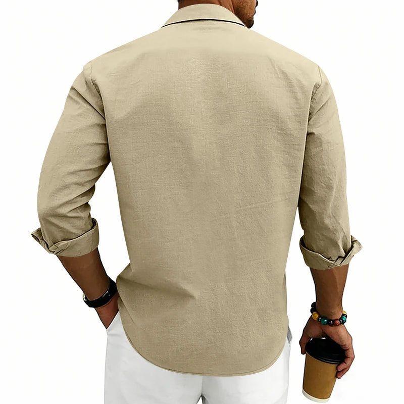 Camisa Masculina de Linho Listrada Rotalume