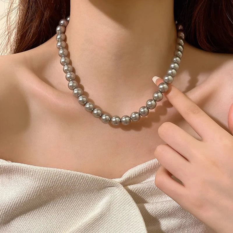 Colar Feminino de Pérolas Retrô de Luxo Francesa