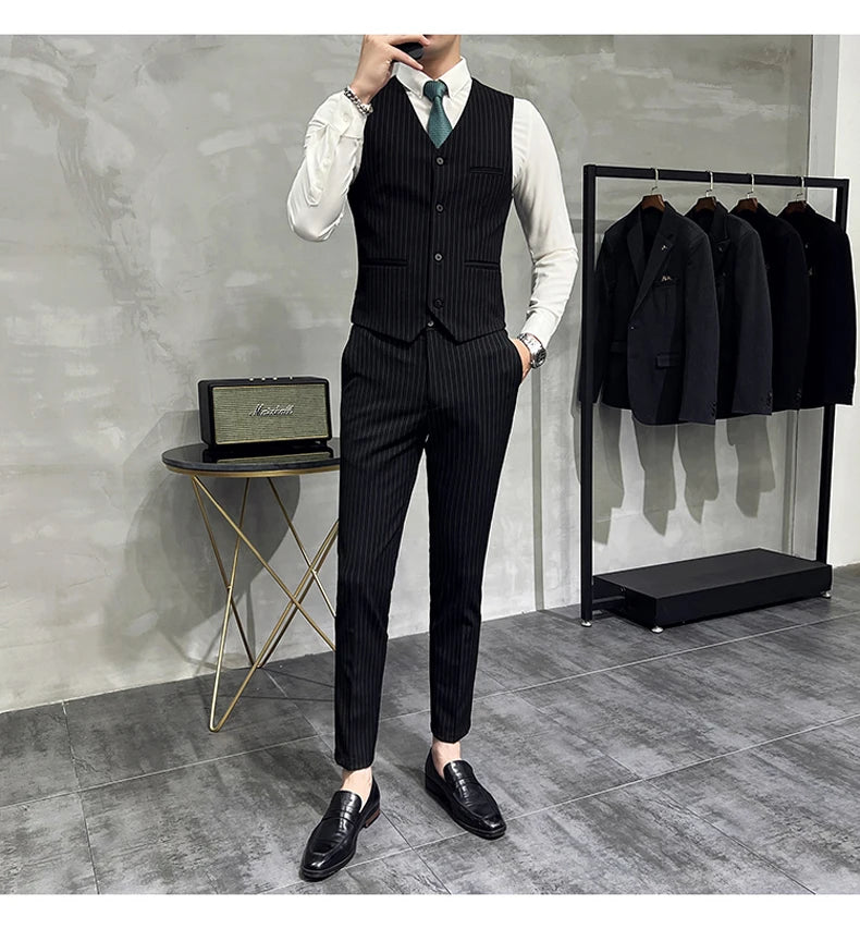 Terno Masculino Slim Listrado 3 Peças Valdoro