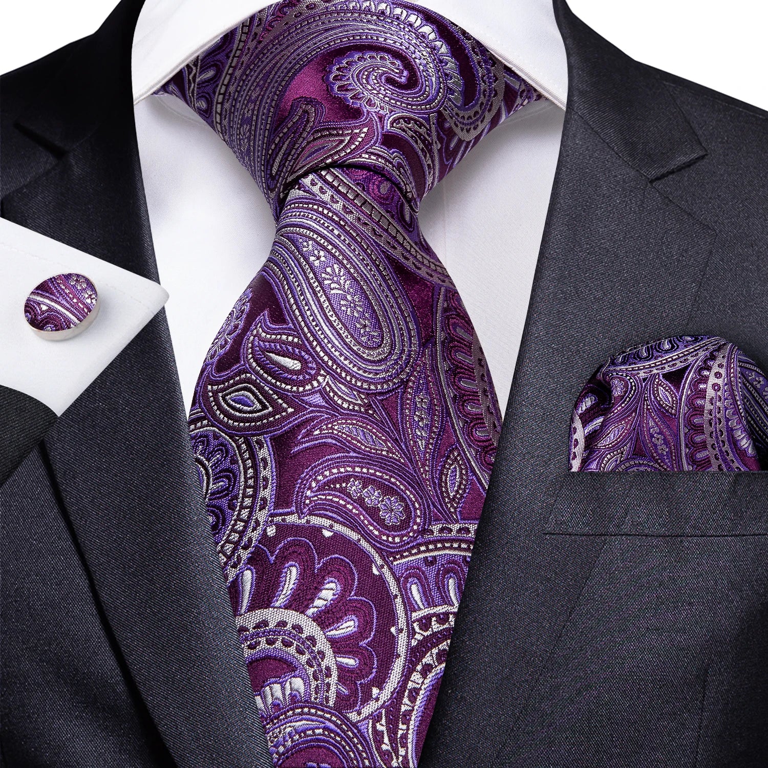 Gravata Masculina Roxa com Acessórios
