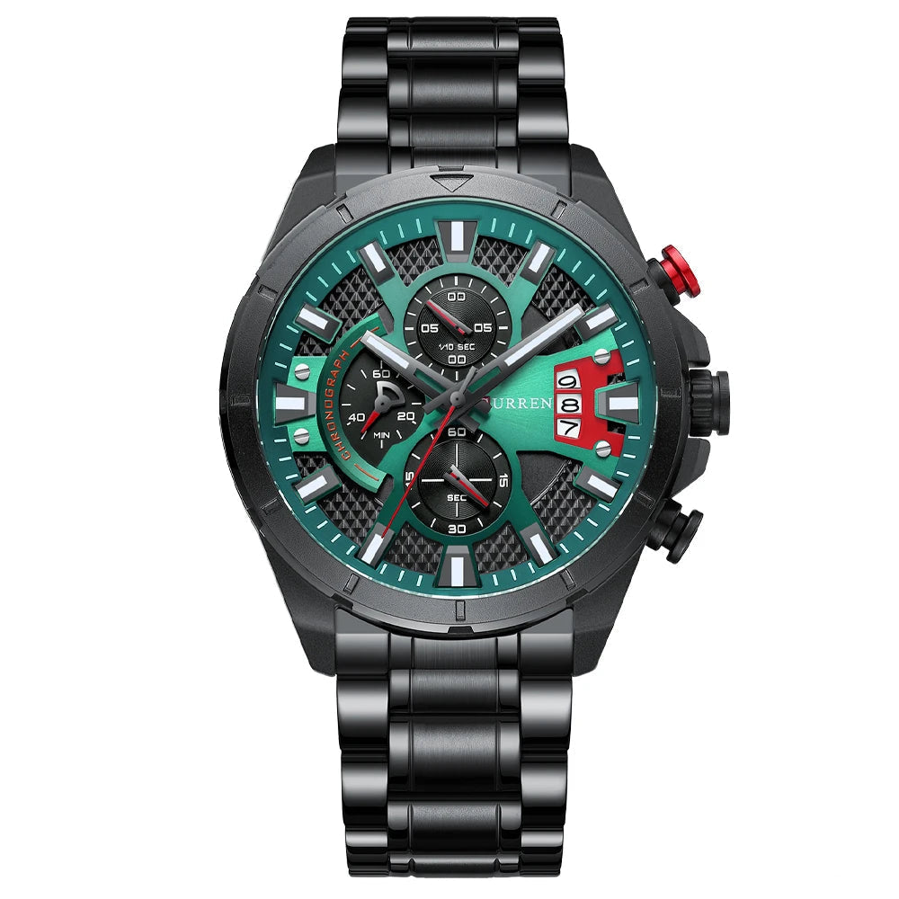 Relógio Masculino Pulseira de Aço Inoxidável com Mostrador Grande by Loja Bruna Modas
