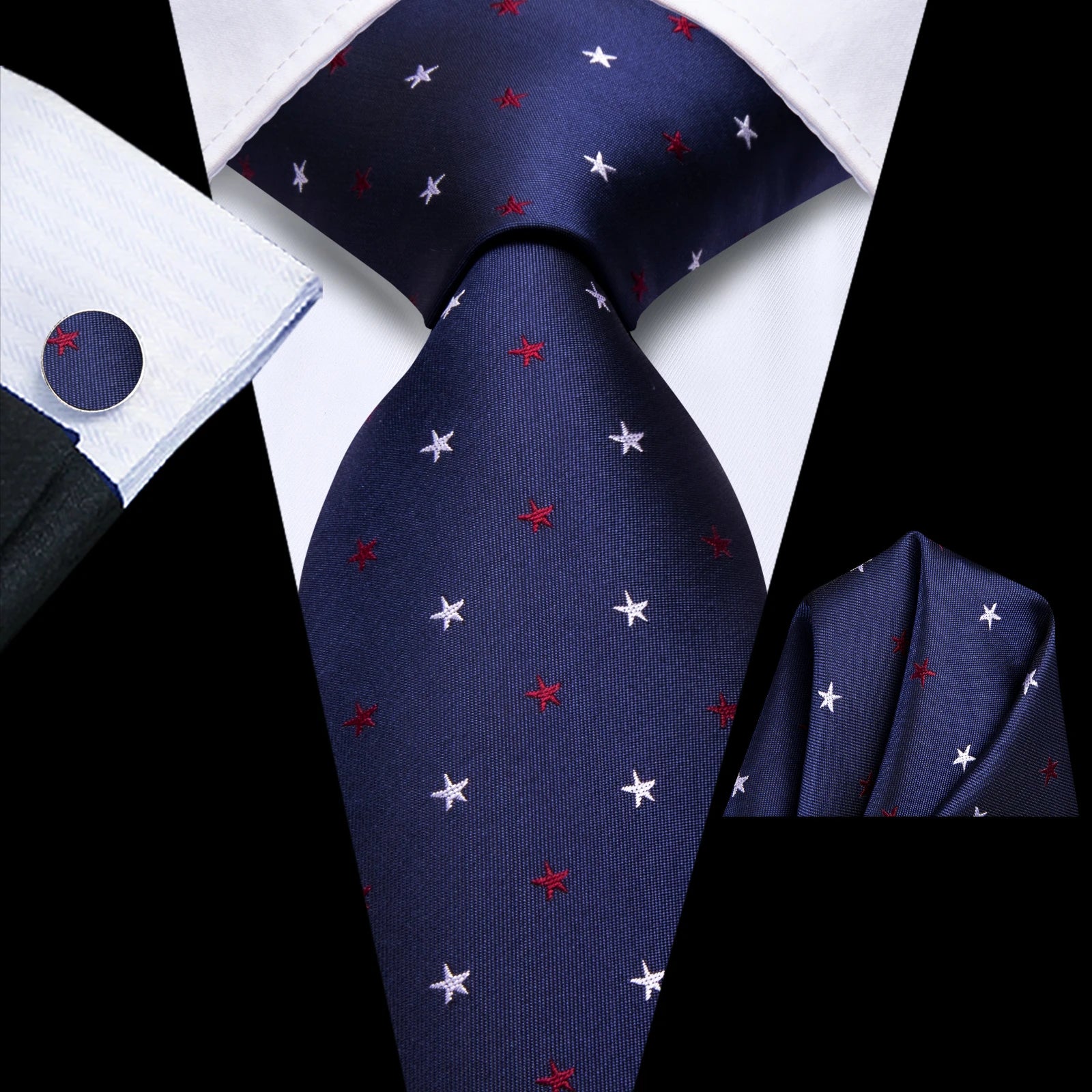 Gravata Masculina de Seda Estrela Azul