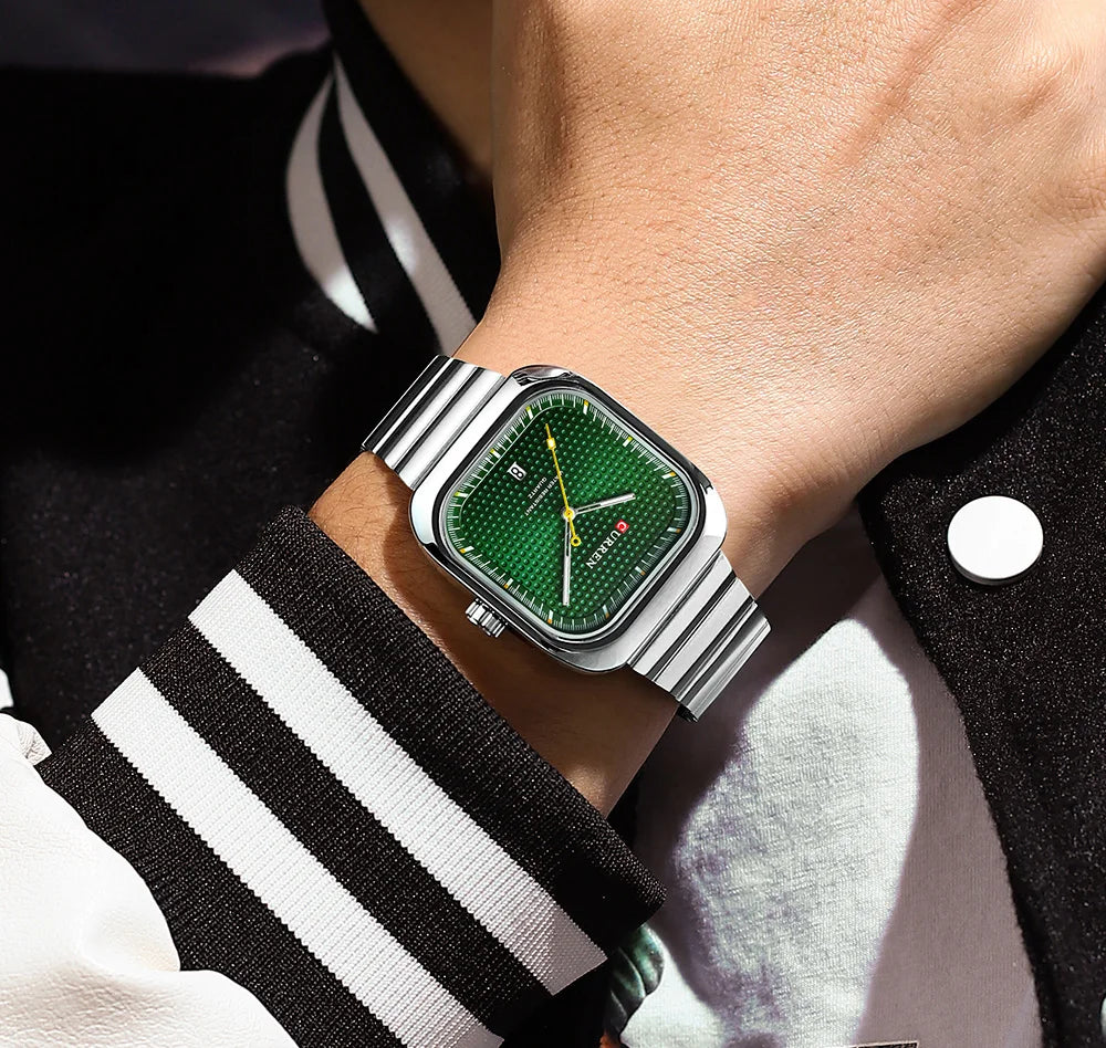 Relógio Masculino Quadrado Minimalista com Pulseira de Aço Inoxidável by Loja Bruna Modas