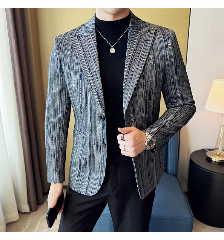Blazer Masculino Xadrez Estilo Britânico Elegante e Moderno