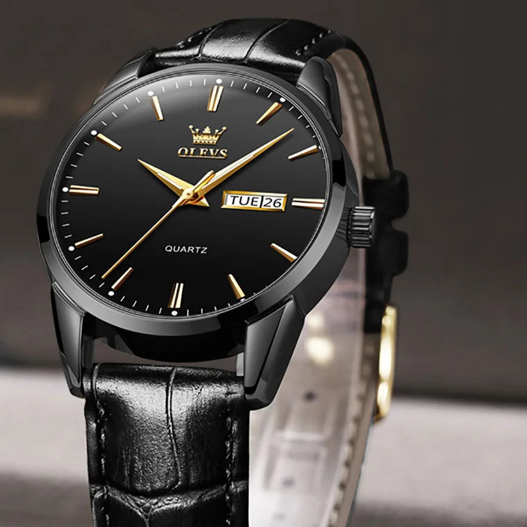 Relógio de Pulso Masculino de Quartzo Pulseira de Couro by Loja Bruna Modas