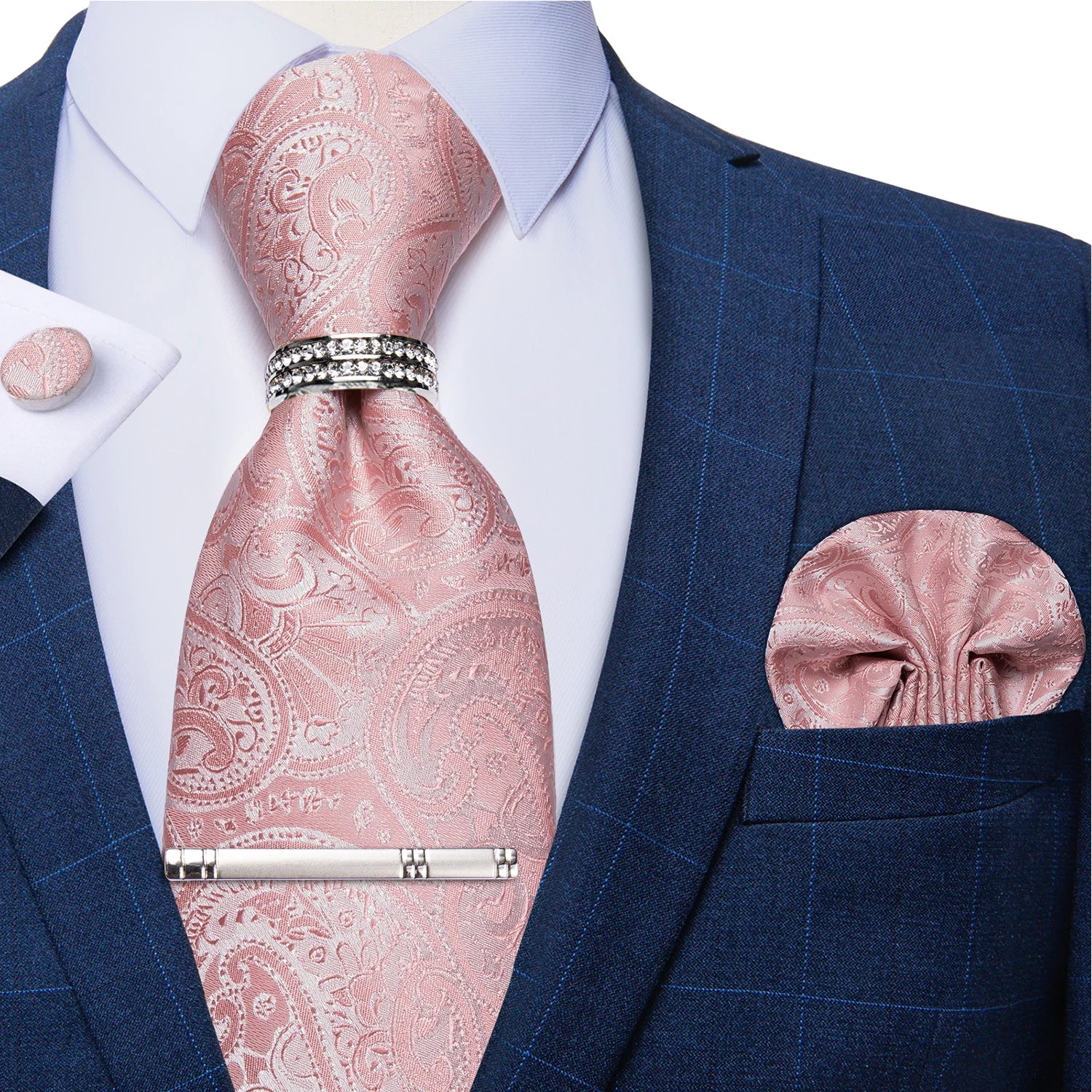 Conjunto de Gravata Masculina Poliéster com Prendedor