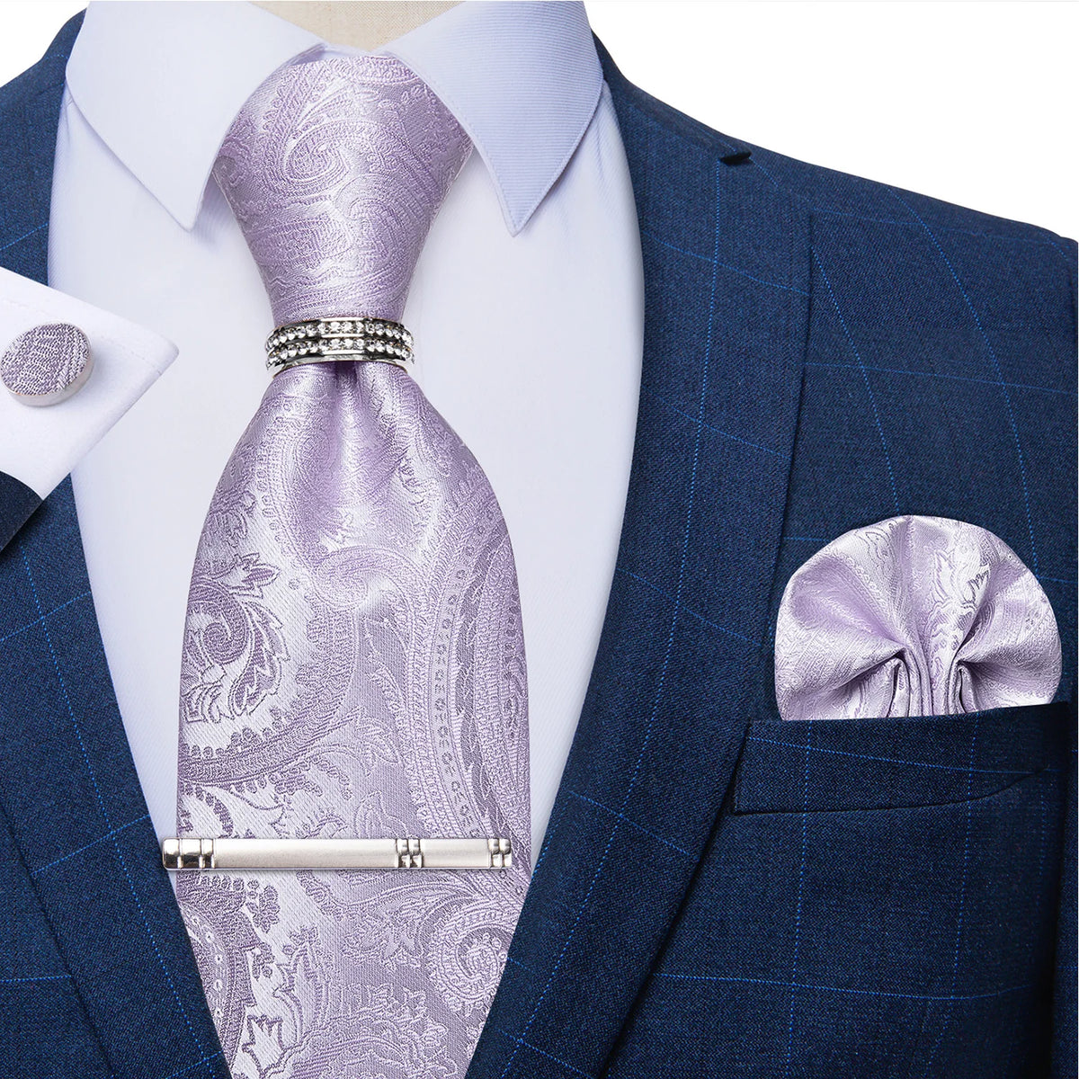 Gravata Masculina Plissada de Luxo com Acessórios