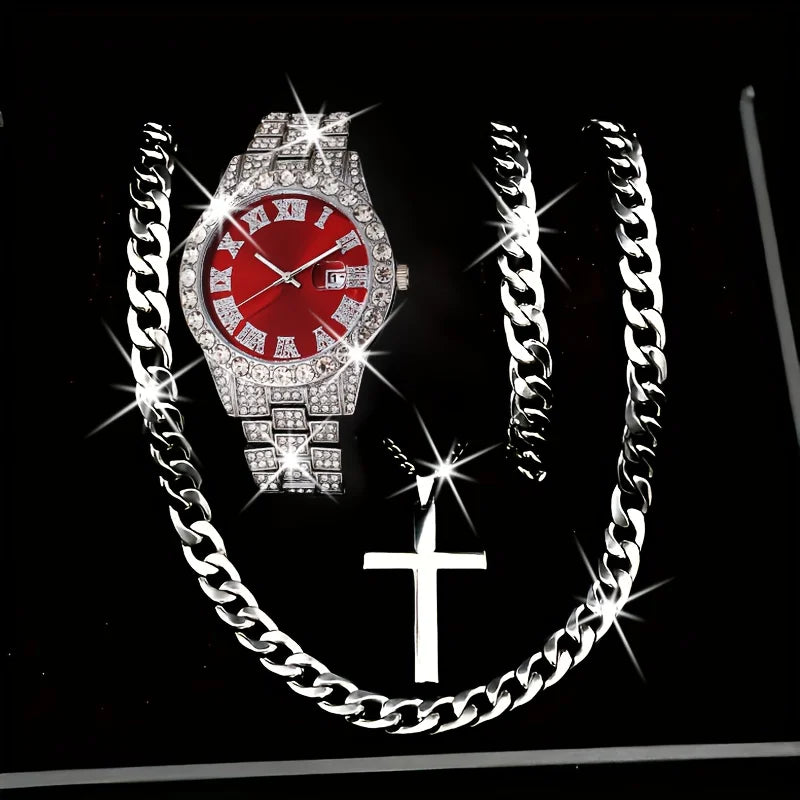 Conjunto de Jóias Masculina de Luxo 4 Peças