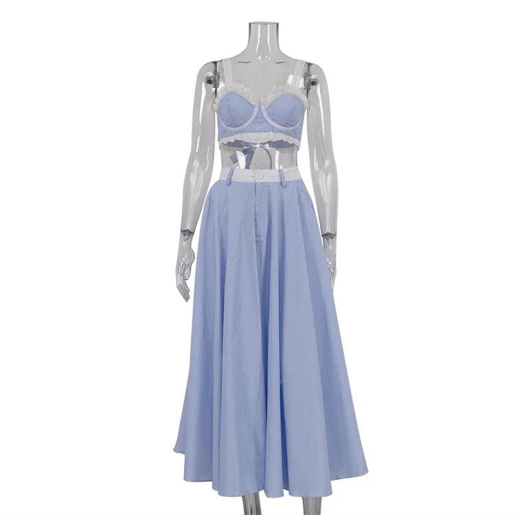 Conjunto Feminino Renda e Saia Longa Elegante