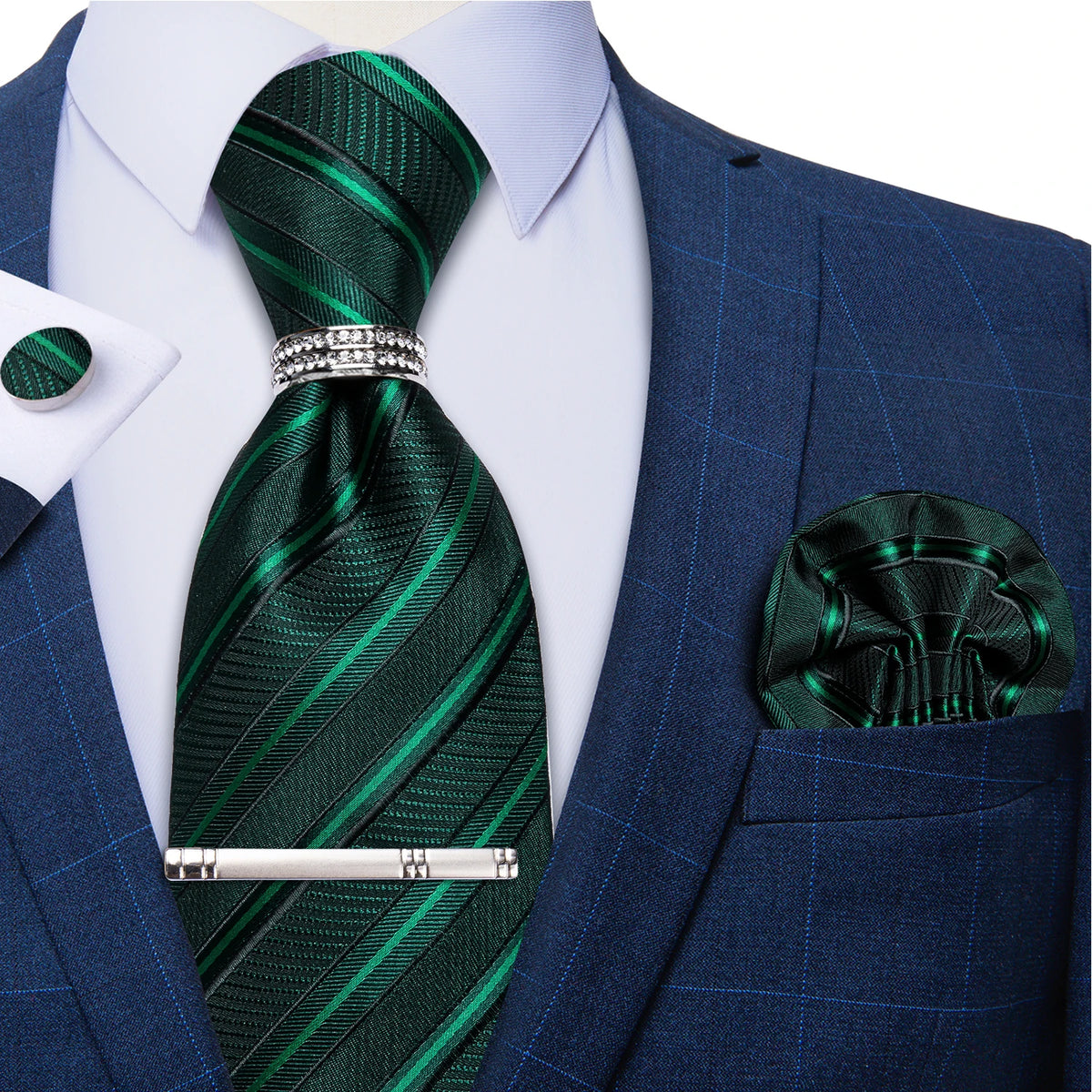 Gravata Masculina Plissada de Luxo com Acessórios