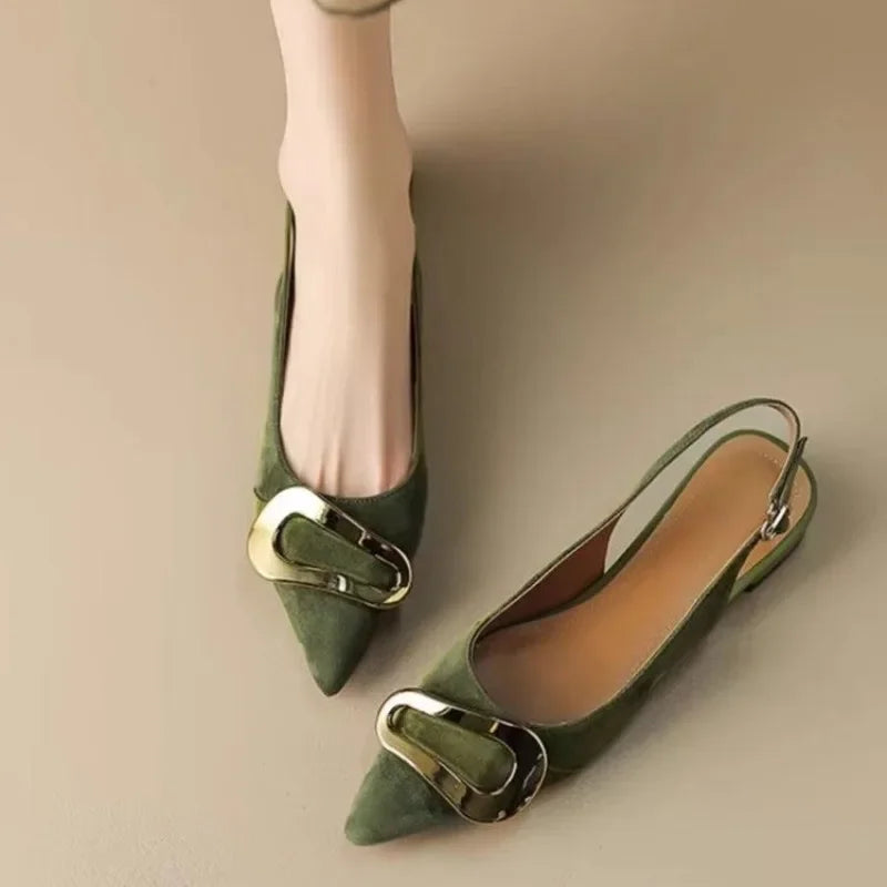 Sandália Feminina Slingback de Camurça