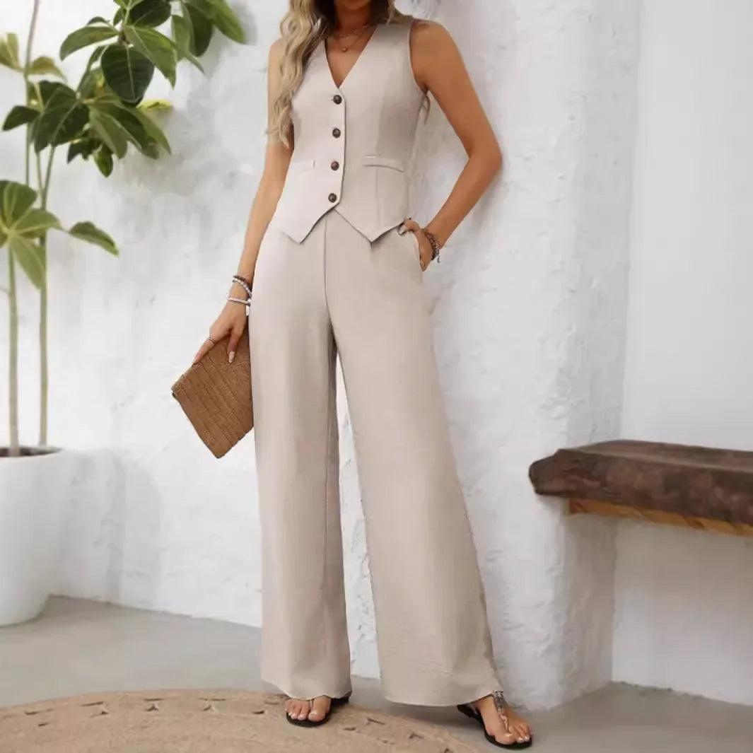 Conjunto Feminino Elegante com Calça e Colete