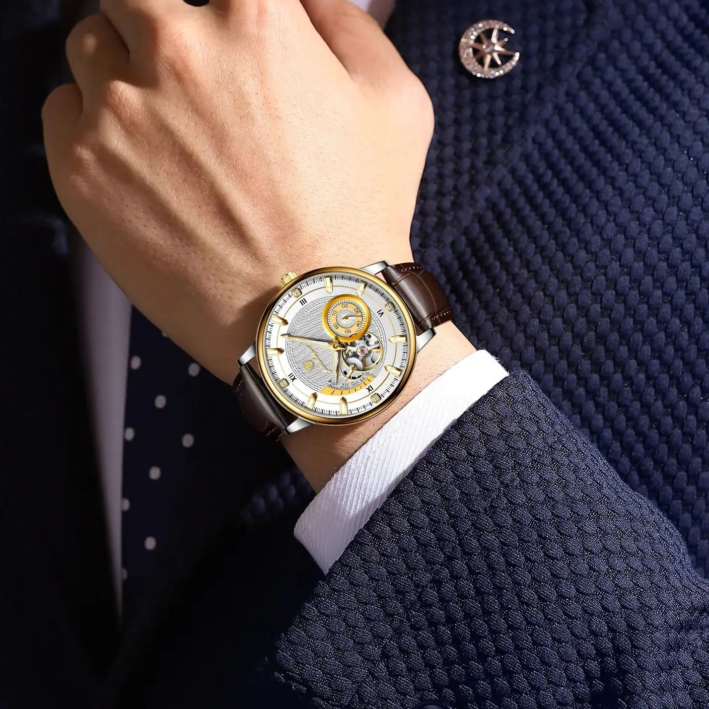 Relógio Masculino de Luxo Mecânico Automático À Prova D'água by Loja Bruna Modas