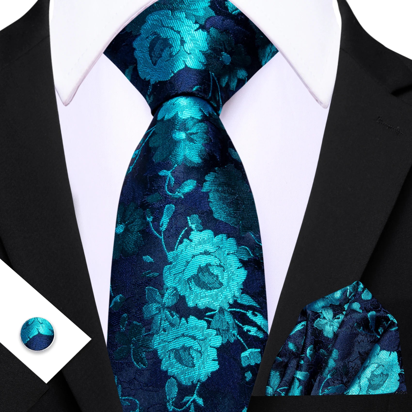 Kit de Gravata Masculino Floral Clássico