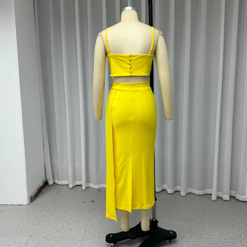 Conjunto Feminino Top e Saia Longa de Fenda