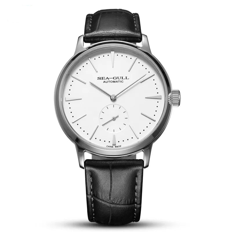 Relógio Masculino Mecânico Pulseira de Couro by Loja Bruna Modas