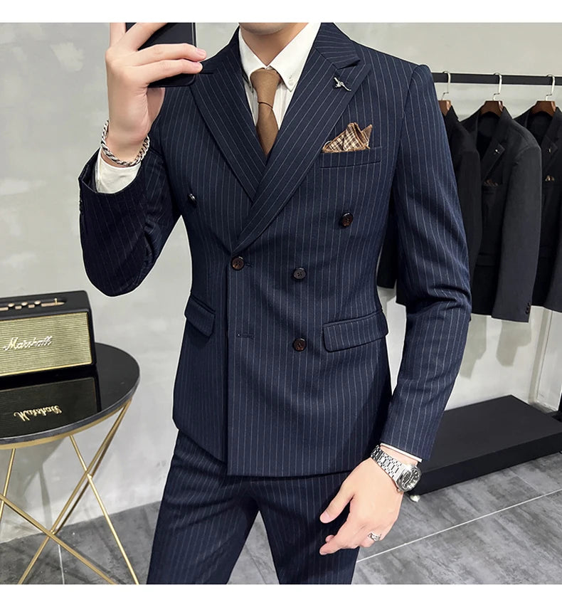 Terno Masculino Slim Listrado 3 Peças Valdoro