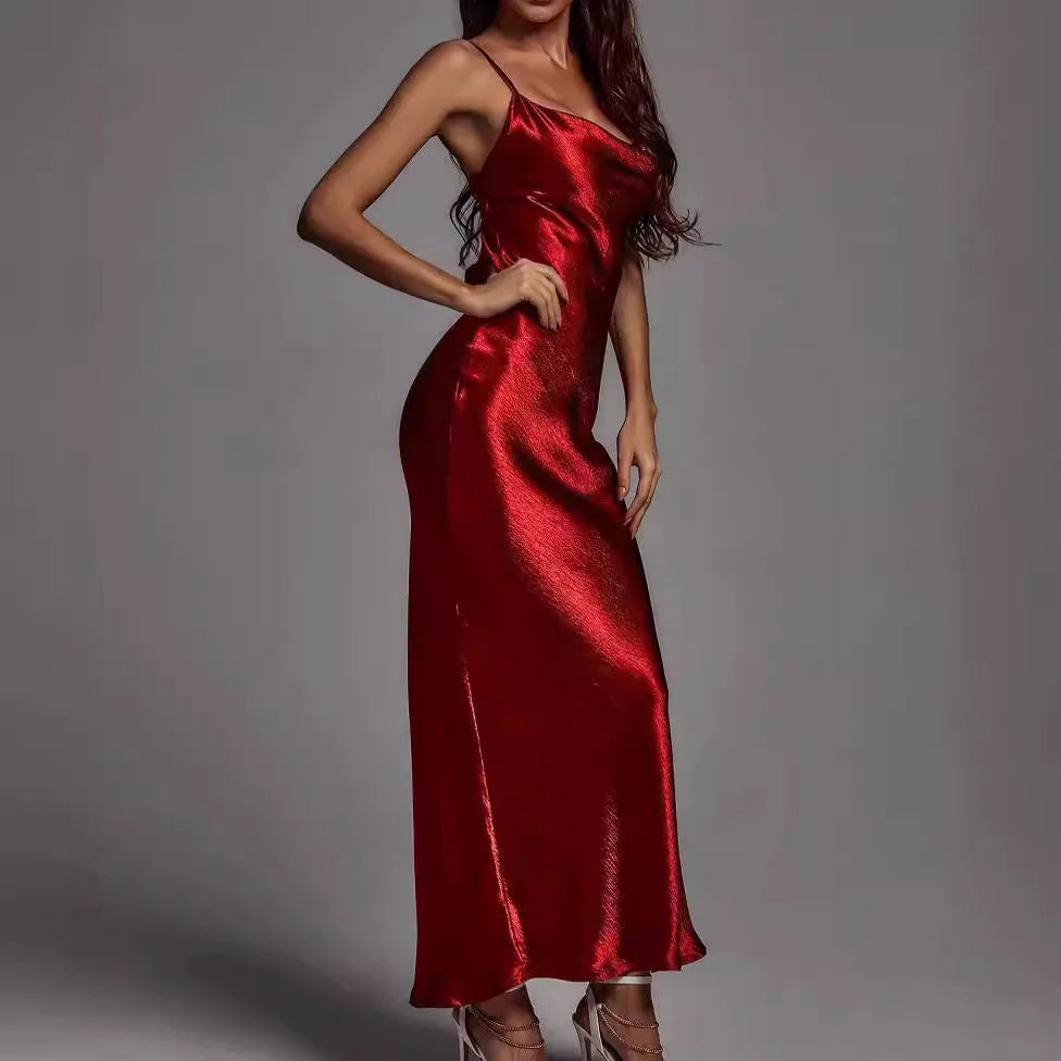 Vestido Longo Feminino Costa Nua com Decote em V