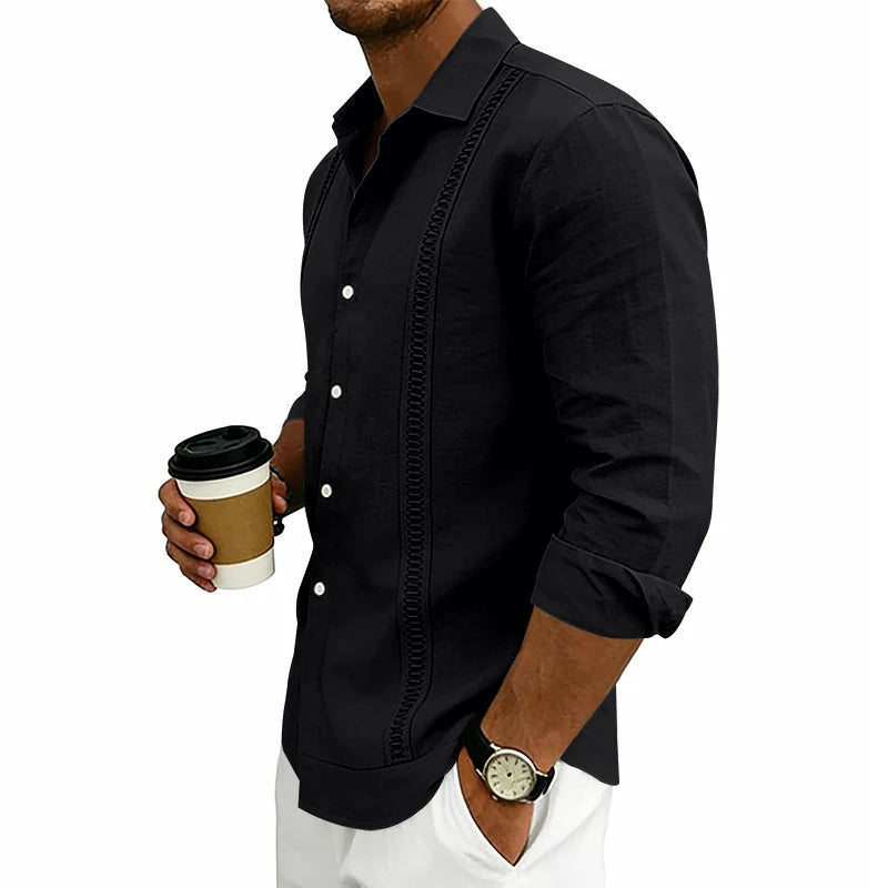 Camisa Masculina de Linho Listrada Rotalume
