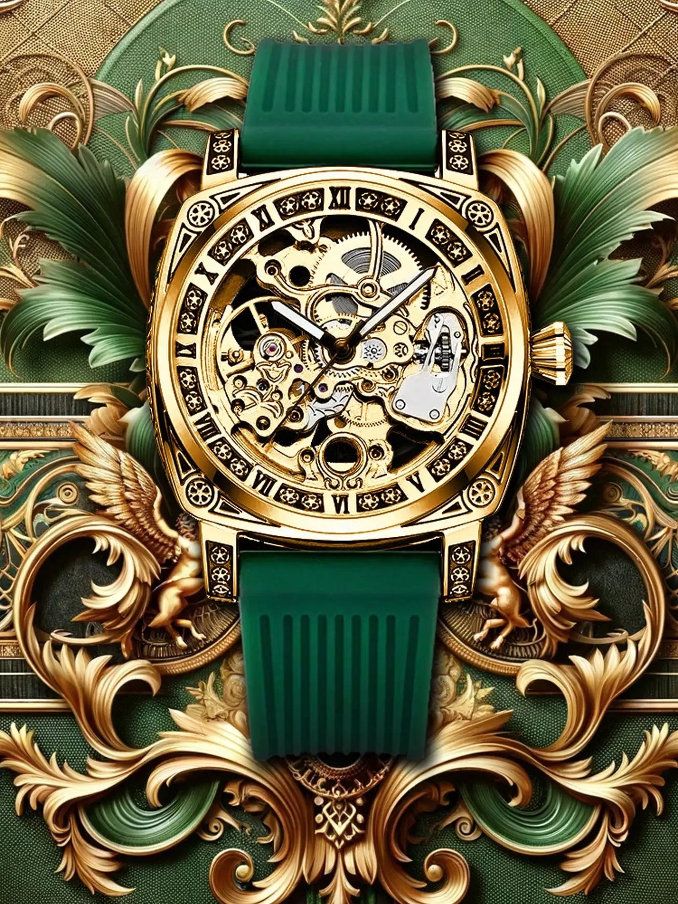 Relógio Masculino Mecânico Automático LuxuryGreen