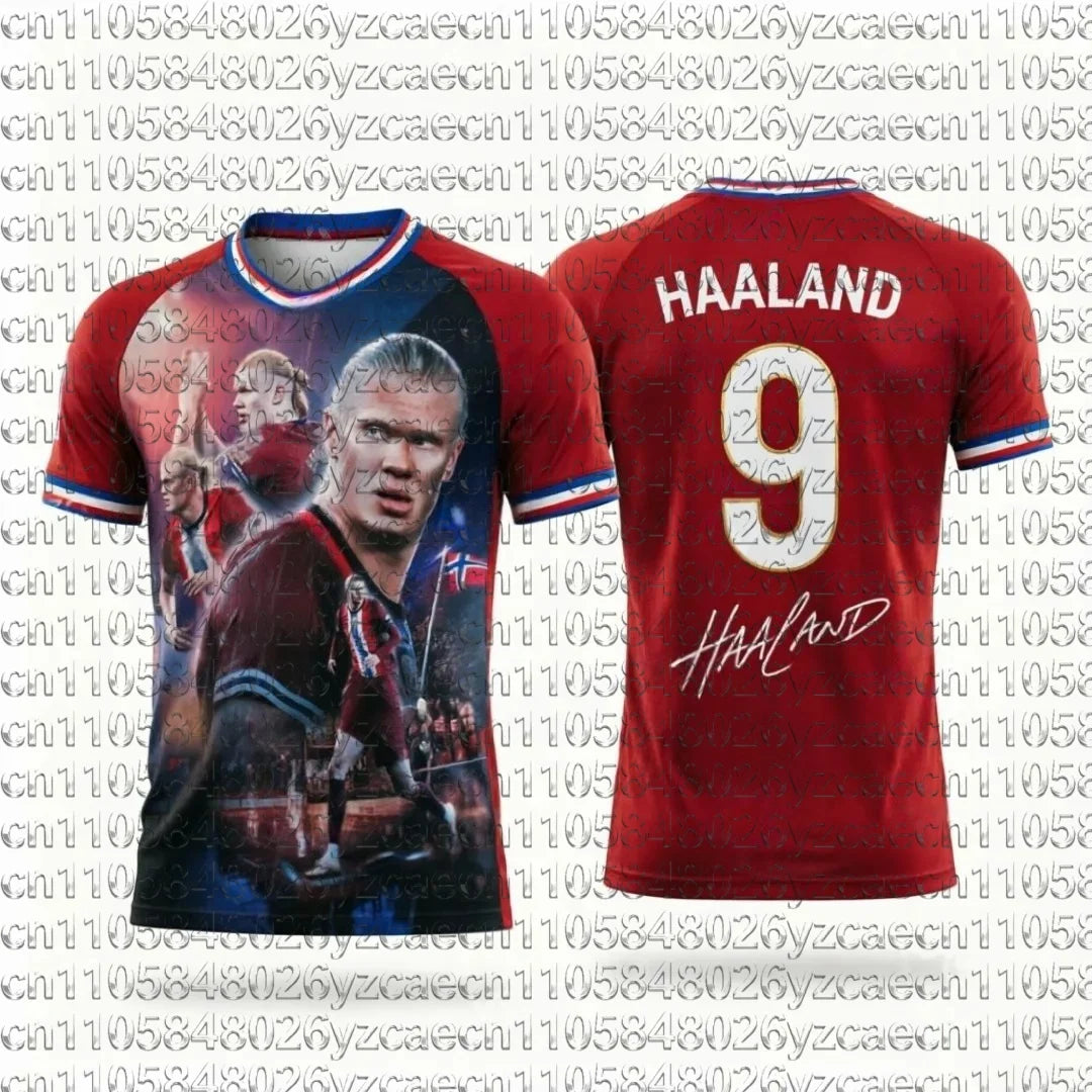 Camisa Masculina Esportiva T-Shirt Estrela de Futebol Halaand