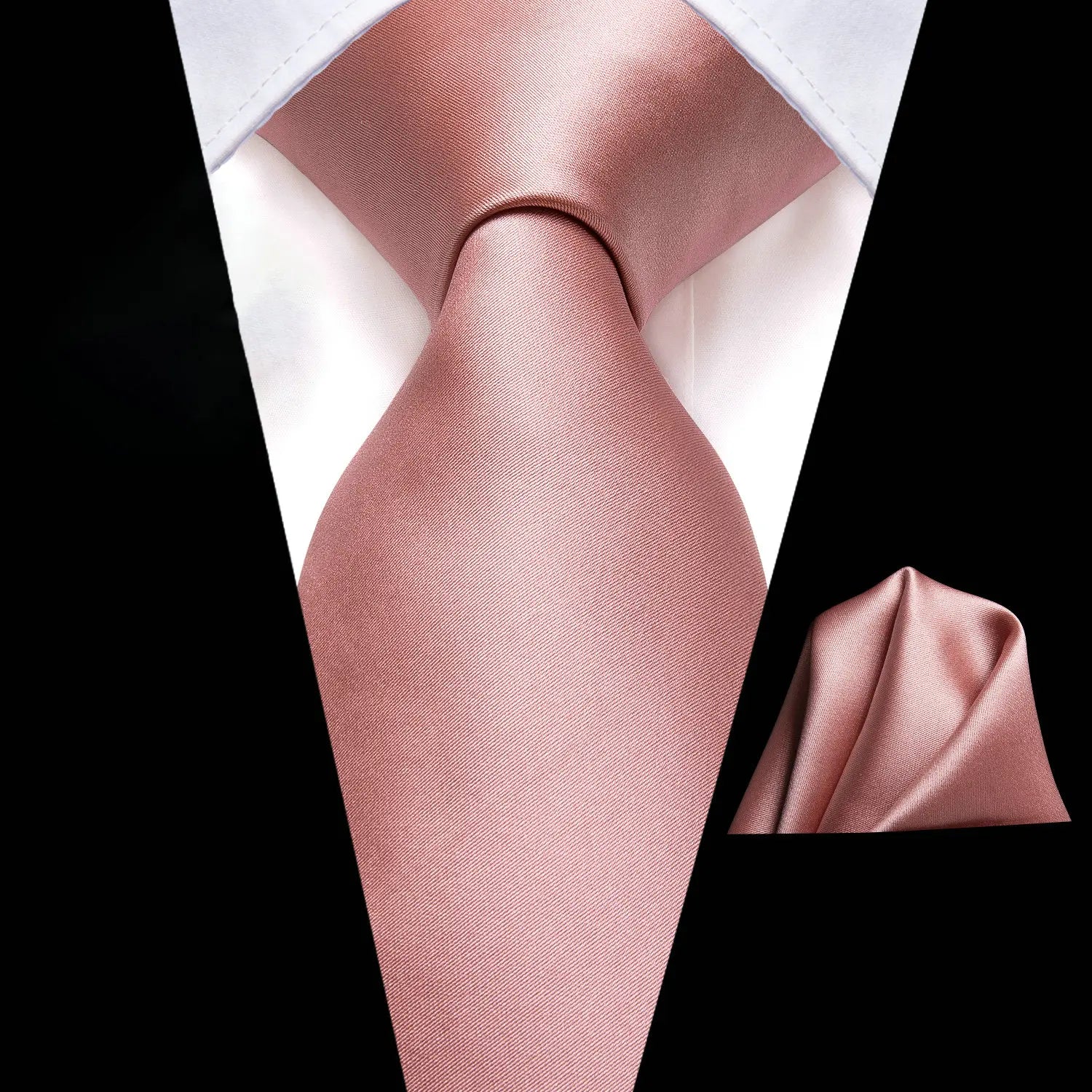 Gravata Masculina Poliéster Rosa com Lenço de Bolso