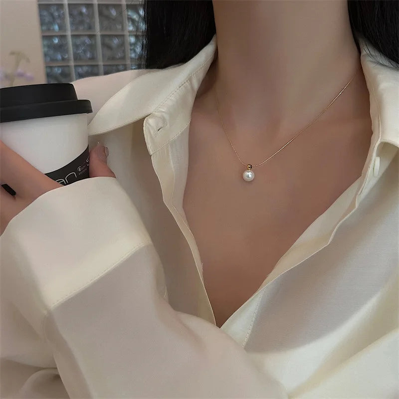 Colar Feminino de Pérola Redonda