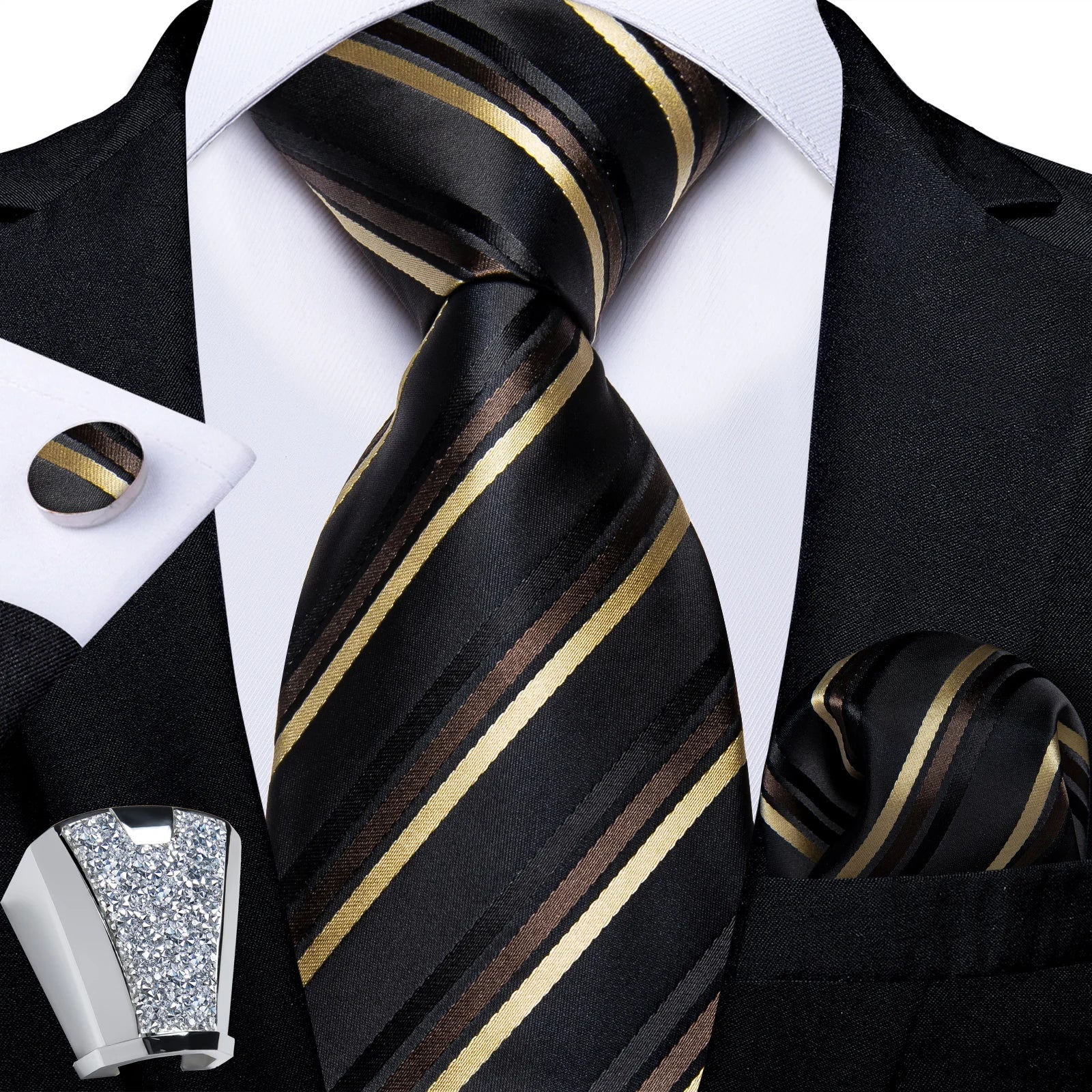 Gravata Masculina de Poliéster com Acessórios Design Exclusivo