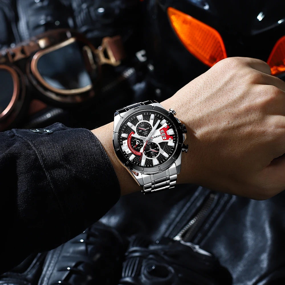 Relógio Masculino Pulseira de Aço Inoxidável com Mostrador Grande by Loja Bruna Modas