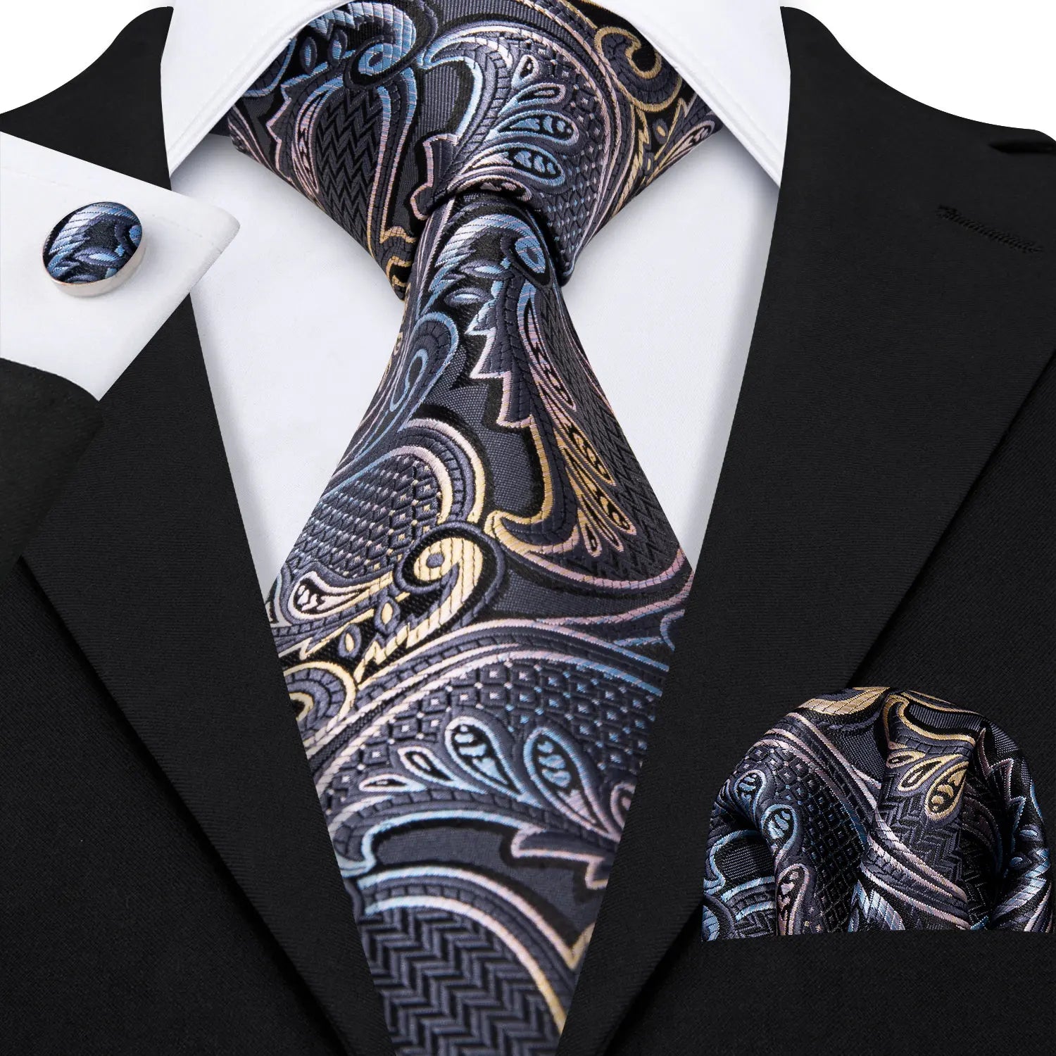 Gravata Masculina Floral Clássica Social com Acessórios