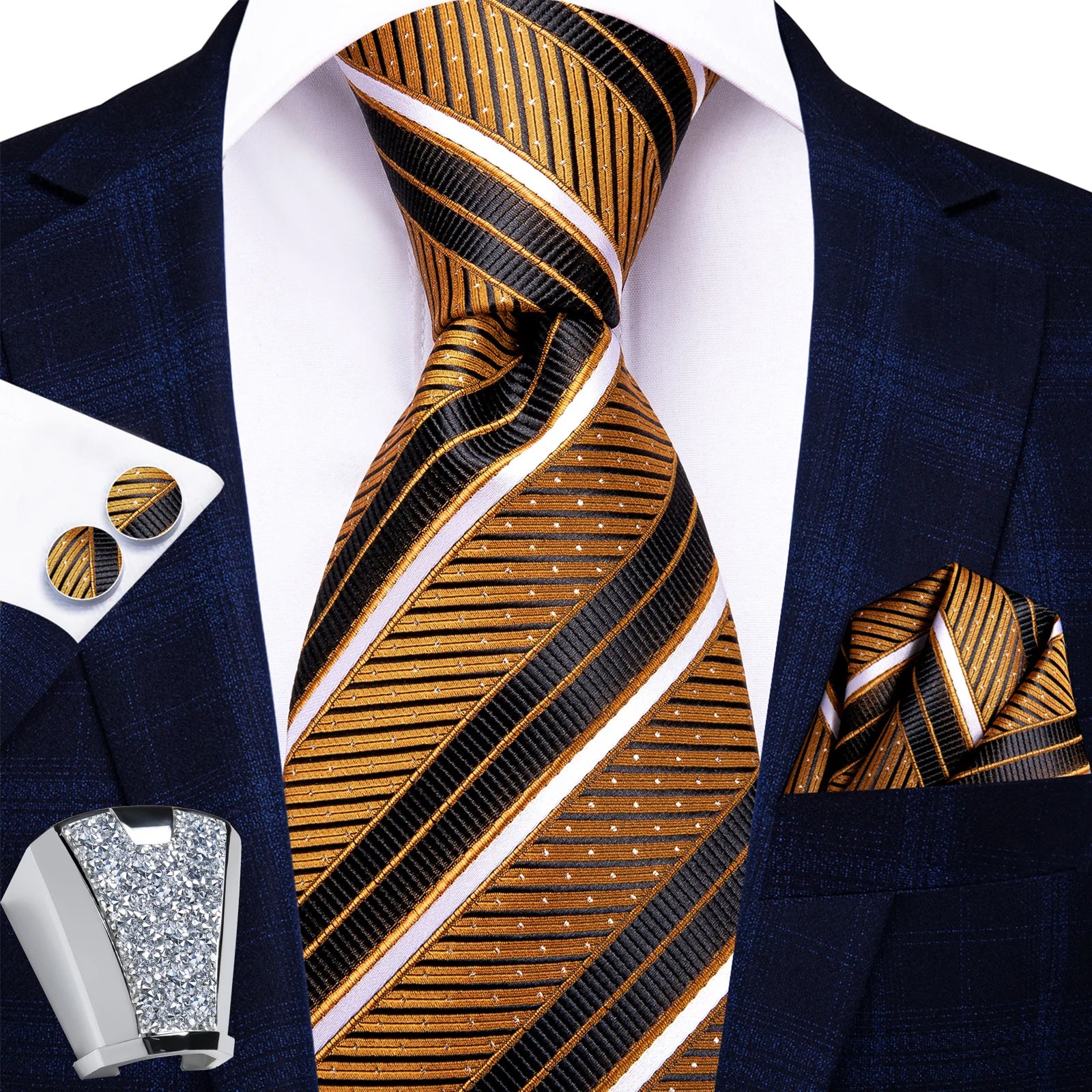 Gravata Masculina de Poliéster com Acessórios Design Exclusivo