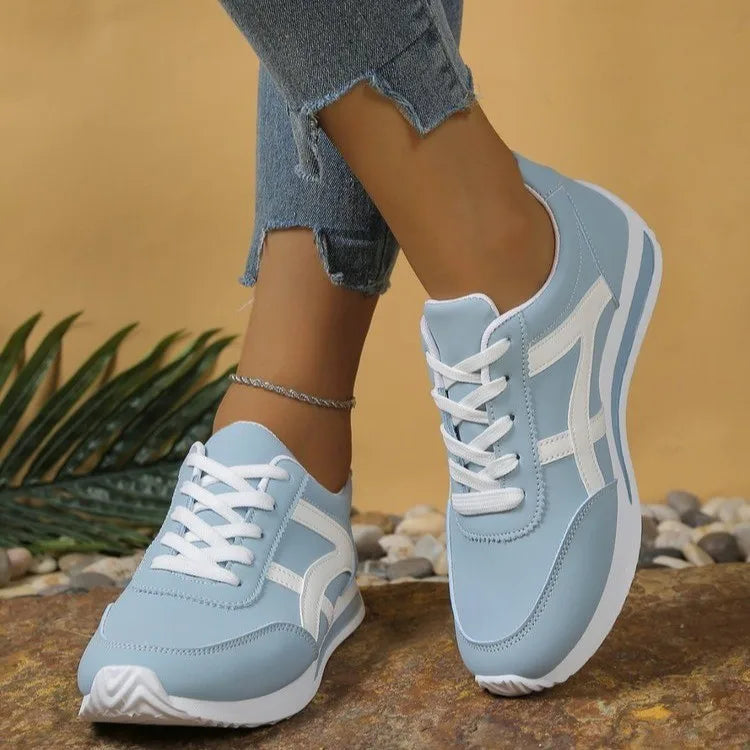 Tênis Feminino Casual de Couro PU Antiderrapante
