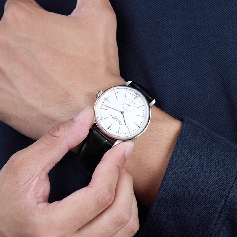 Relógio Masculino Mecânico Pulseira de Couro by Loja Bruna Modas