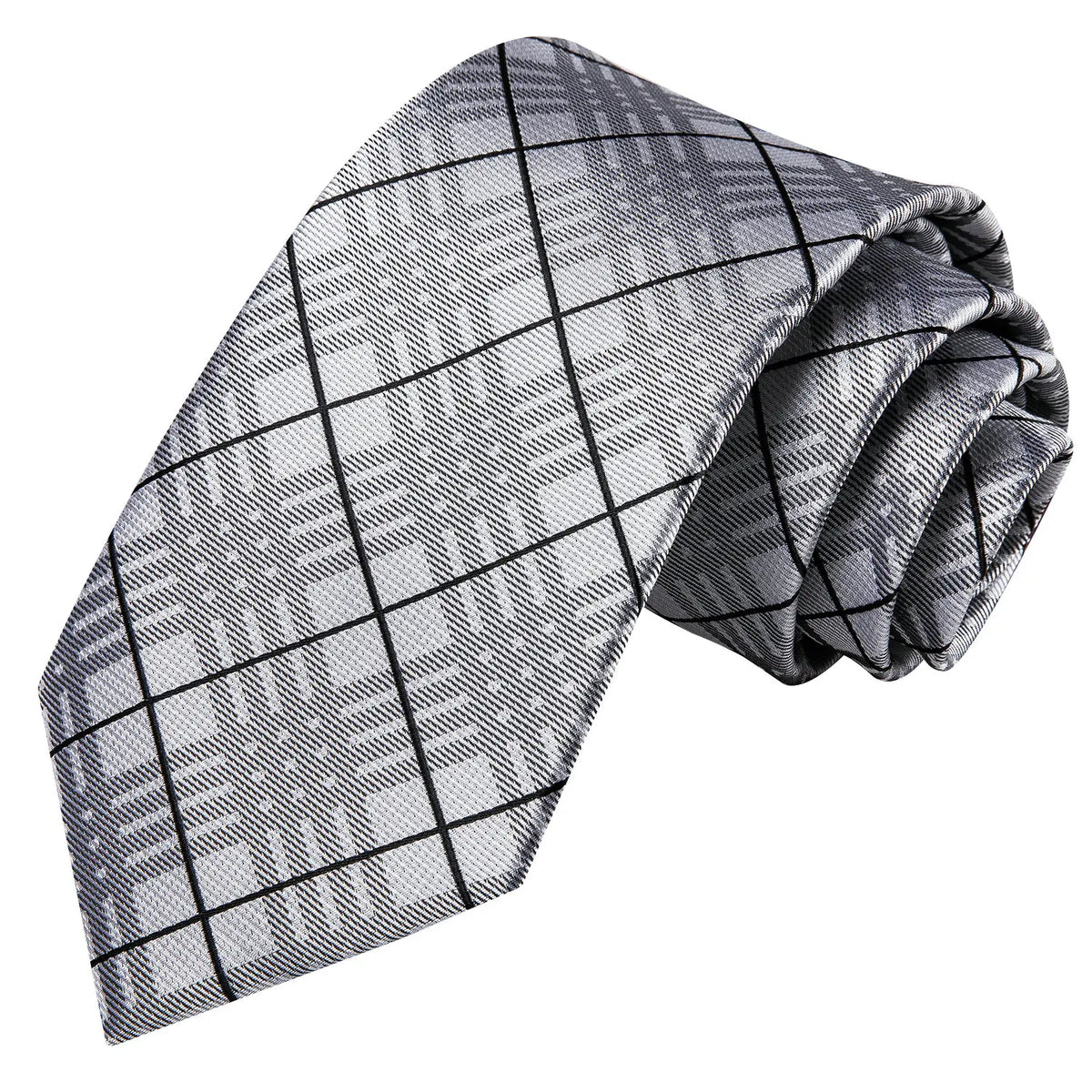 Gravata Masculina Cinza Claro com Lenço de Bolso