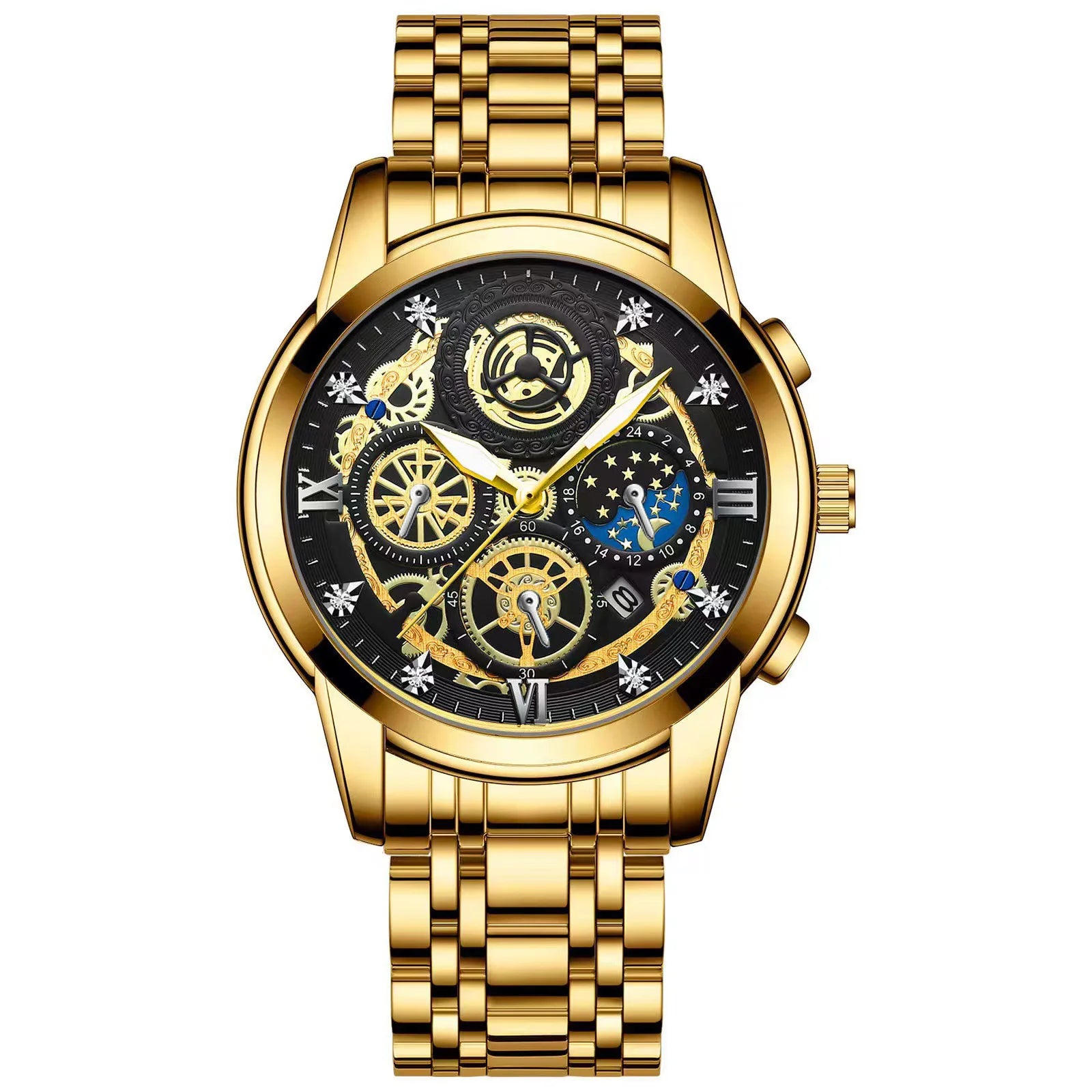 Relógio de Pulso Masculino Pulseira de Aço by Loja Bruna Modas