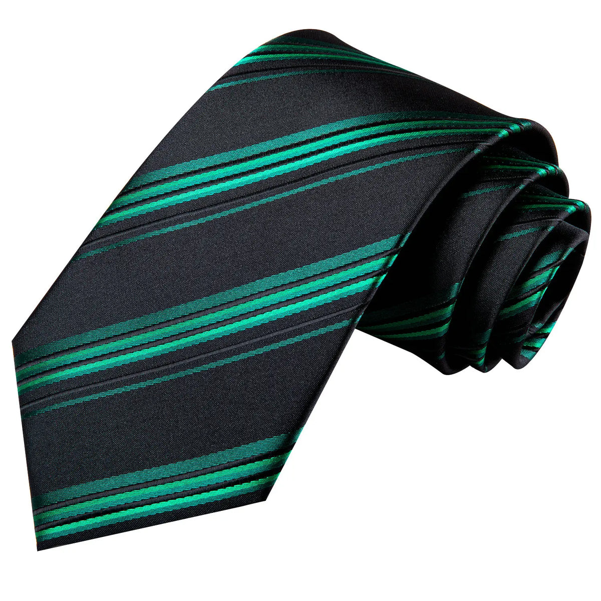 Gravata Masculina Listrada de Poliéster com Lenço de Bolso