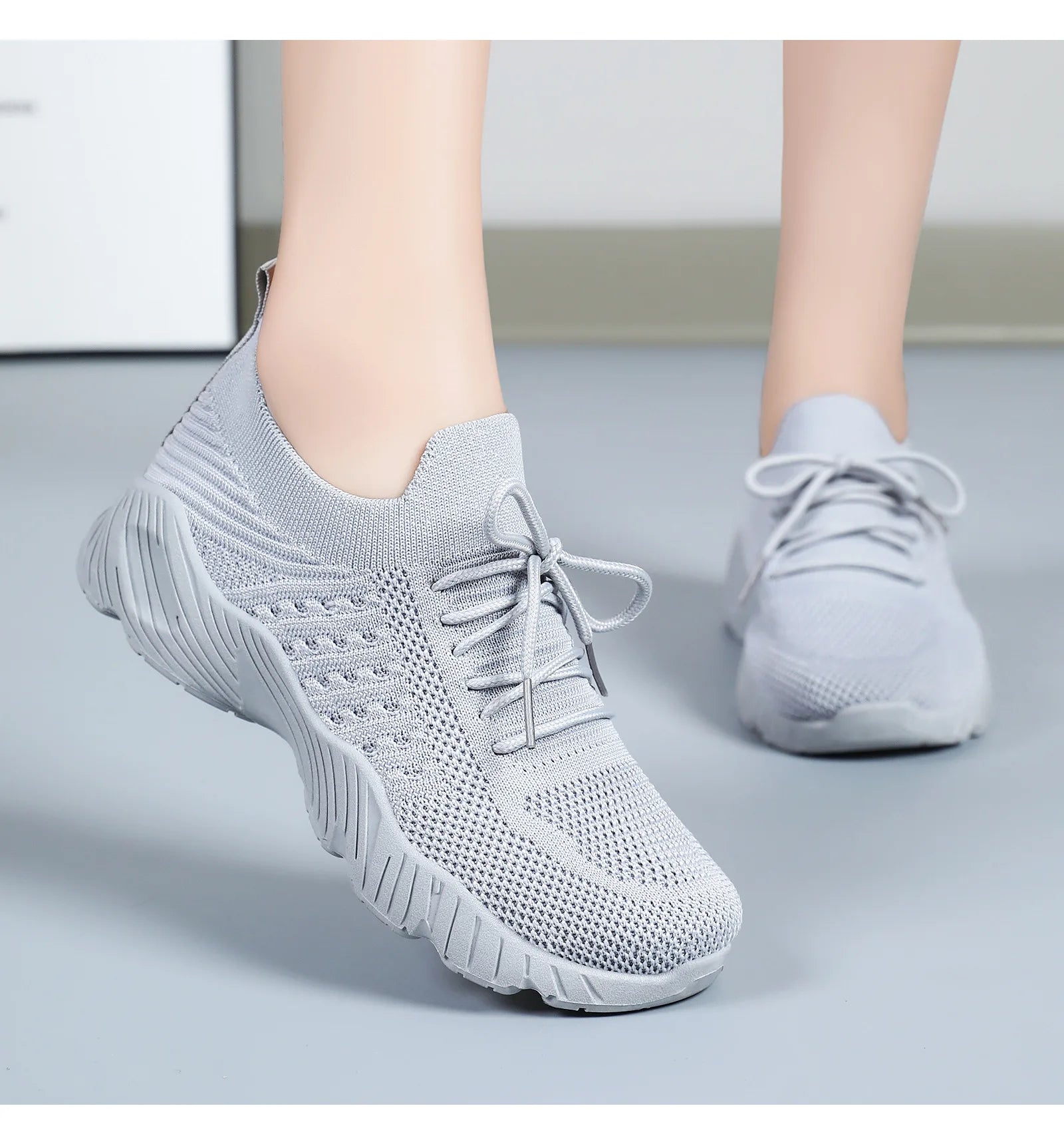 Tênis Feminino Casual Leve de Malha Respirável Antiderrapante