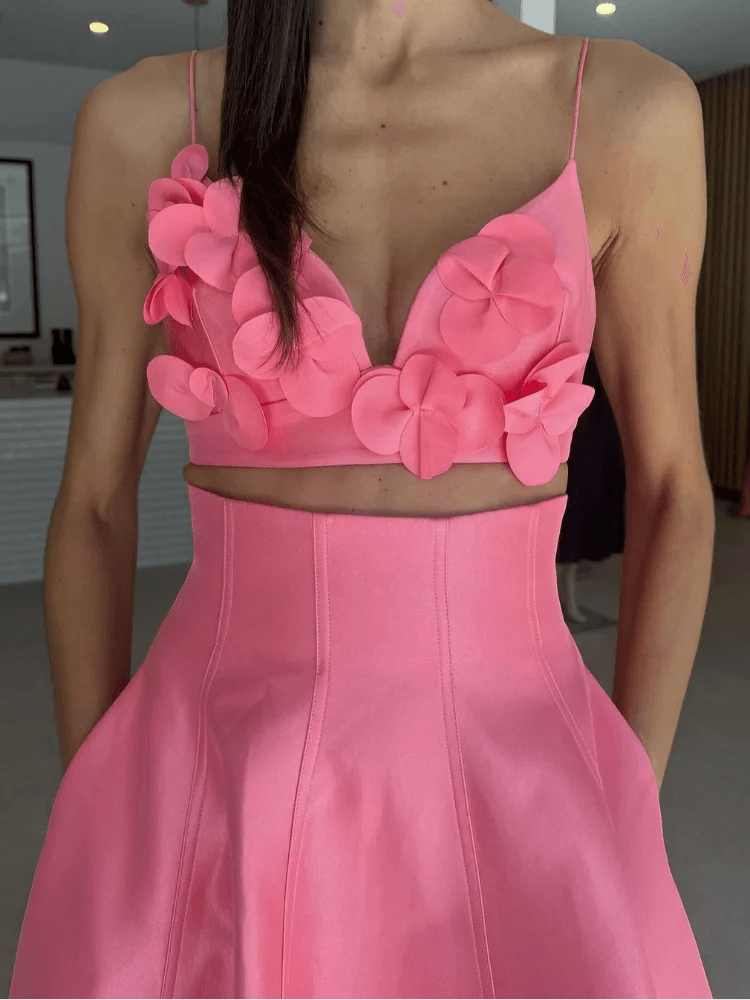 Conjunto Elegante de Verão: Saia Maxi e Top com Flores