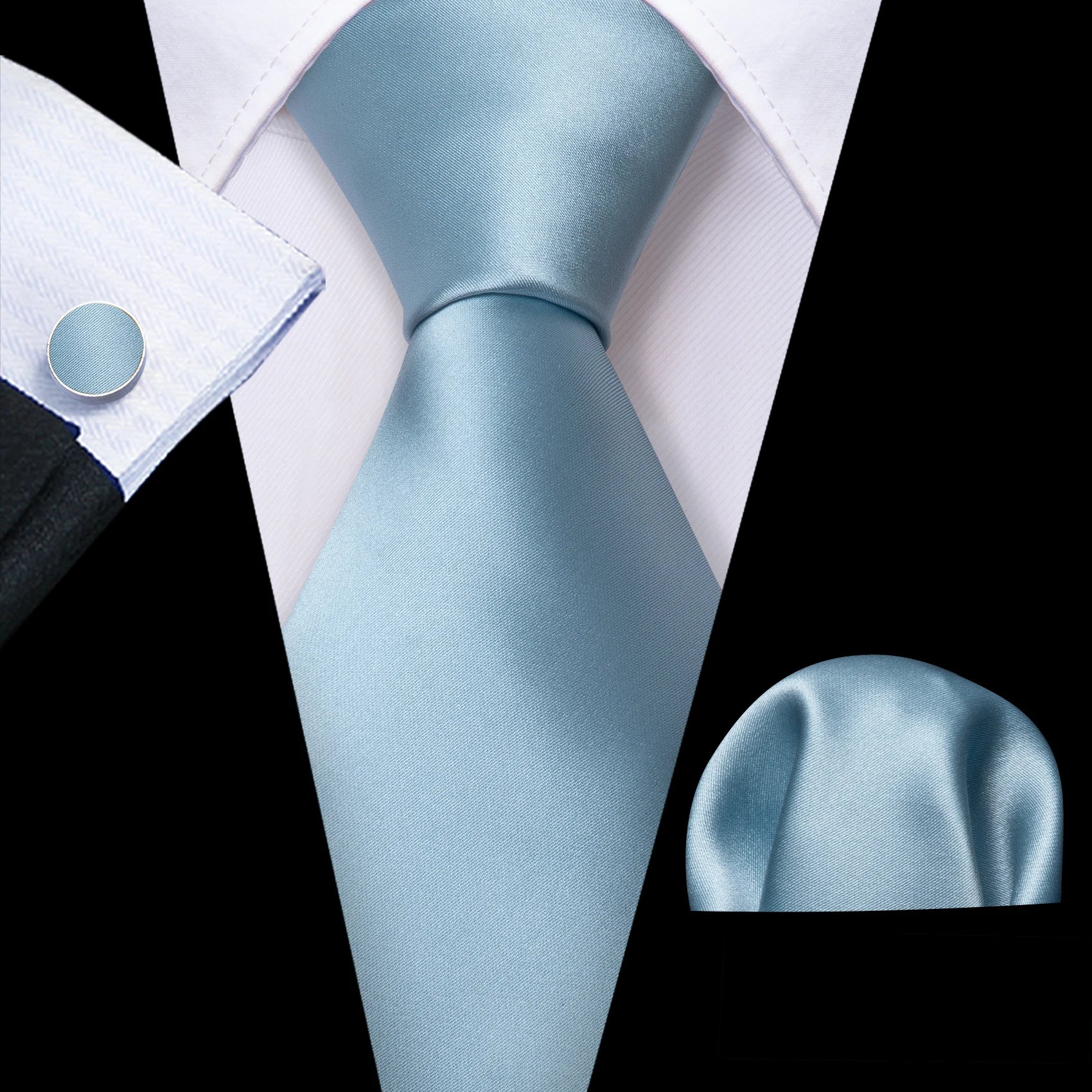 Kit de Gravata Masculina de Seda Jacquard Azul