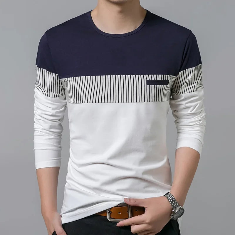 Camiseta Masculina Listrada Manga Longa Cadenzzo