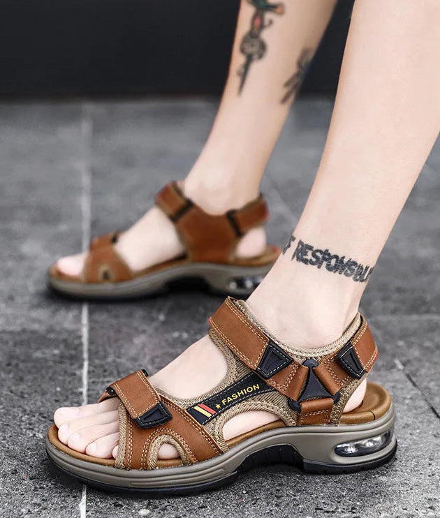 Sandália Masculina em Couro Genuíno Gladiador Romano