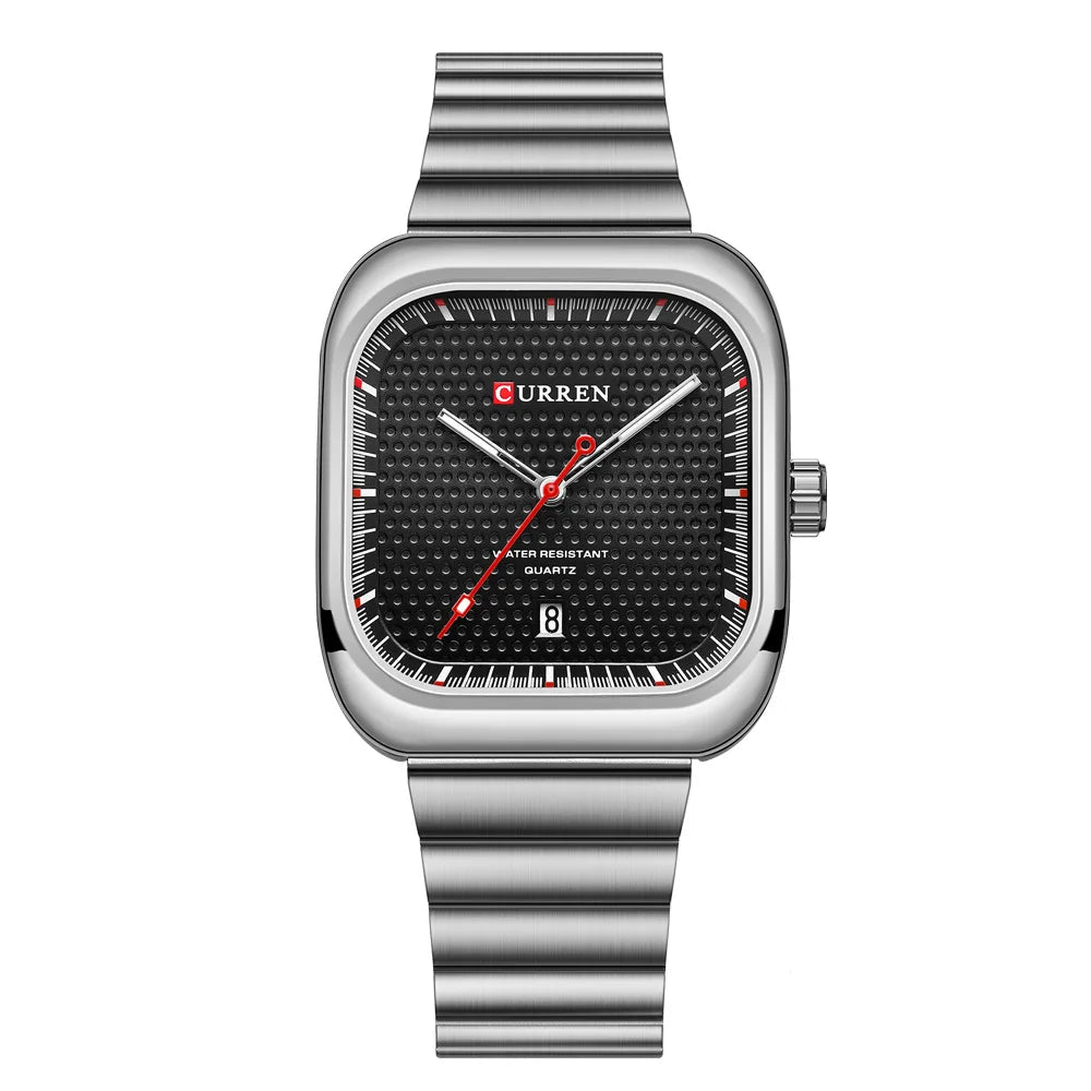 Relógio Masculino Quadrado Minimalista com Pulseira de Aço Inoxidável by Loja Bruna Modas
