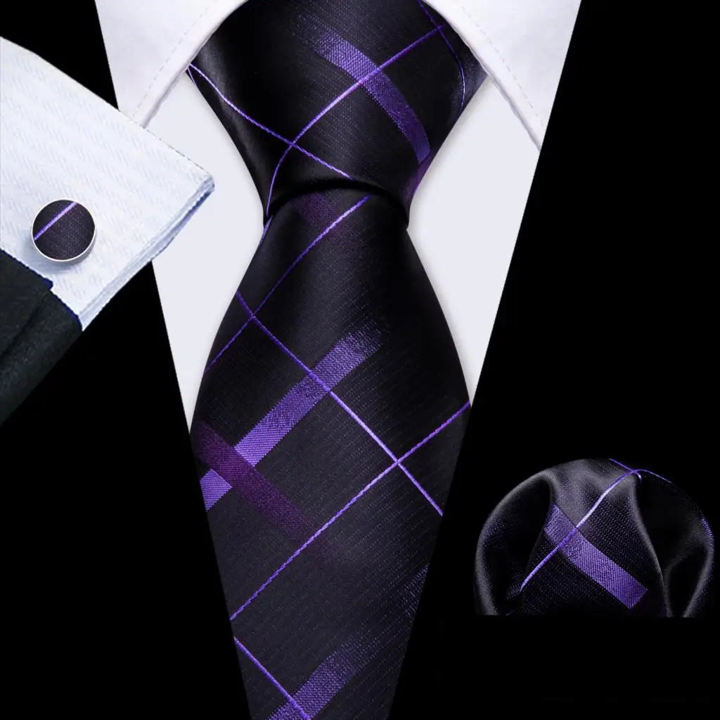 Conjunto de Gravata Masculina de Seda Roxo com Lenço