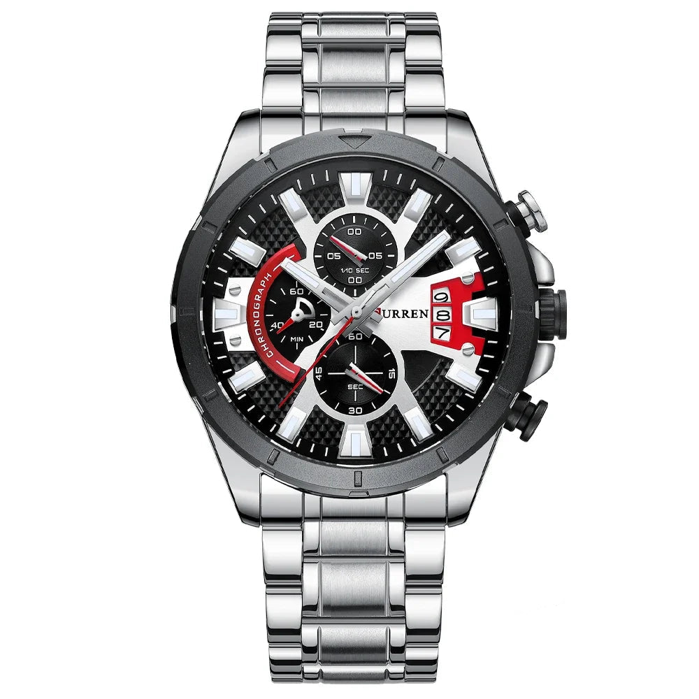 Relógio Masculino Pulseira de Aço Inoxidável com Mostrador Grande by Loja Bruna Modas