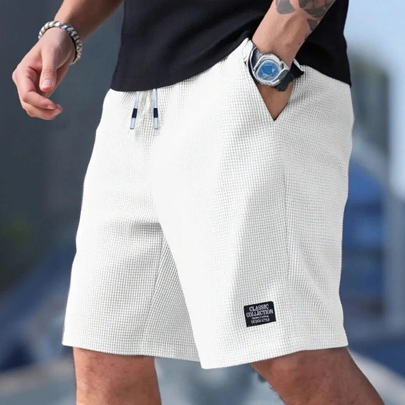 Short Masculino Casual Praia Respiráveis Tecido Texturizado Verão