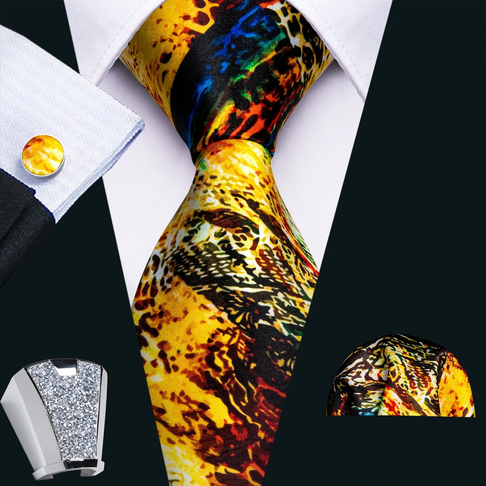 Gravata Masculina de Poliéster com Acessórios Design Exclusivo
