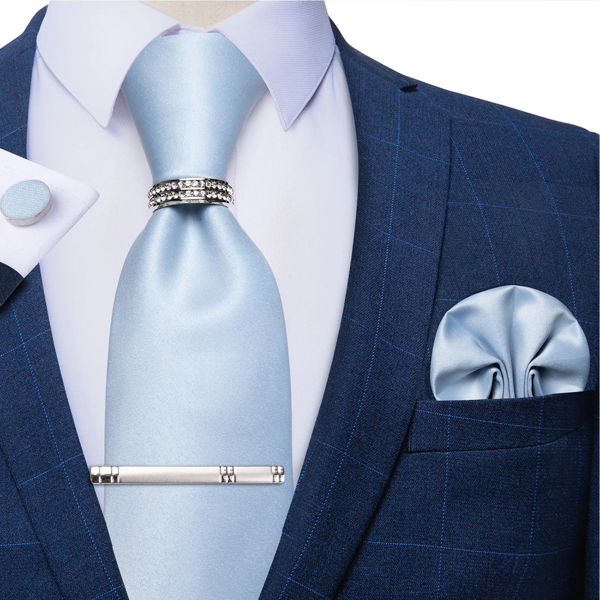 Gravata Masculina Plissada de Luxo com Acessórios