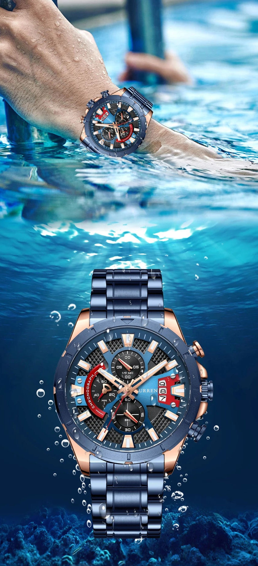 Relógio Masculino Pulseira de Aço Inoxidável com Mostrador Grande by Loja Bruna Modas