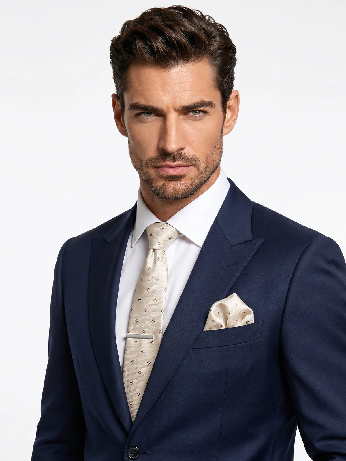 Gravata Masculina Poliéster com Estampa Paisley com Lenço de Bolso